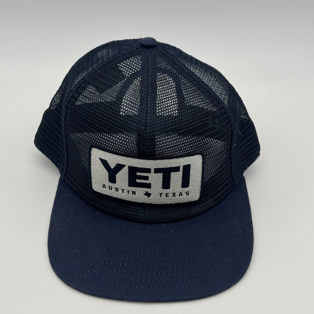 YETI Austin Texas Trucker Hat Navy Blue Mesh Snapback Baseball Cap Outdoors